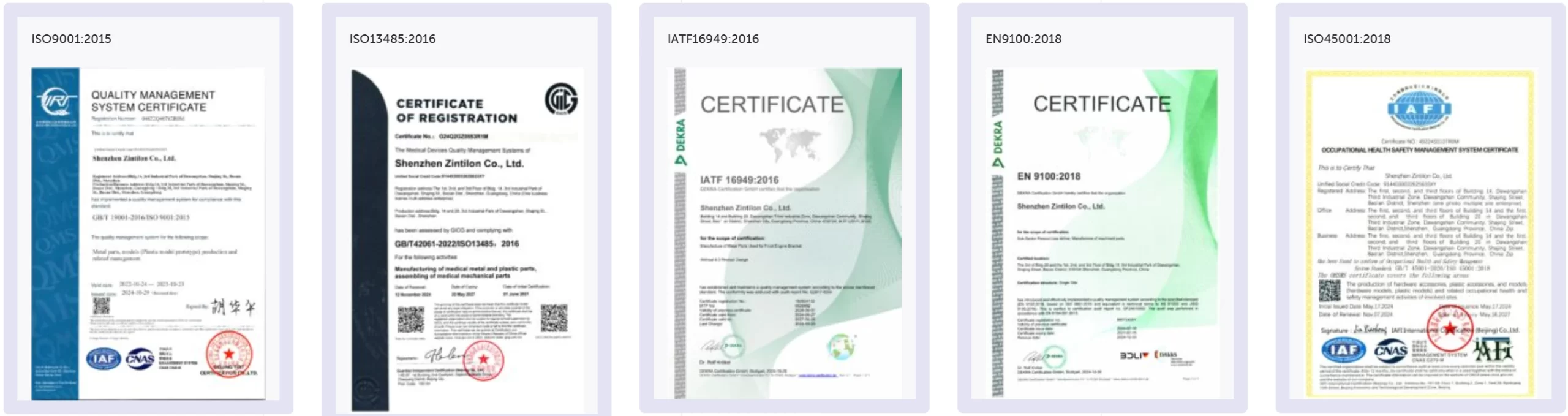 Certificates & Registrations