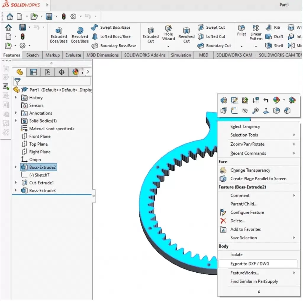 SolidWorks DXF Export Preparation Steps